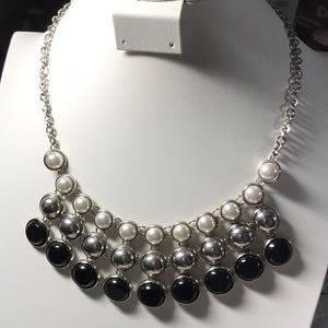 NY beaded statement necklace, 3 tiers of beads, sweaters , office , dress